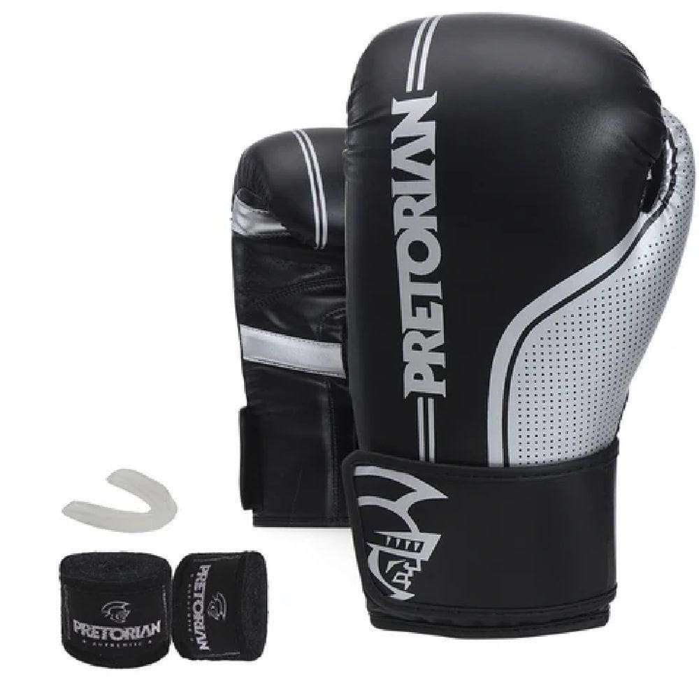 Kit Luva De Boxe-muay Thai Pretorian First Fx1 Preto-prata Tamanho 12oz