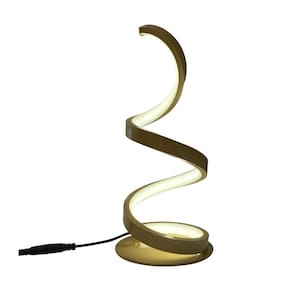 Luminária Led Abajur Mesa 10W Luxo Espiral Moderna Dourado