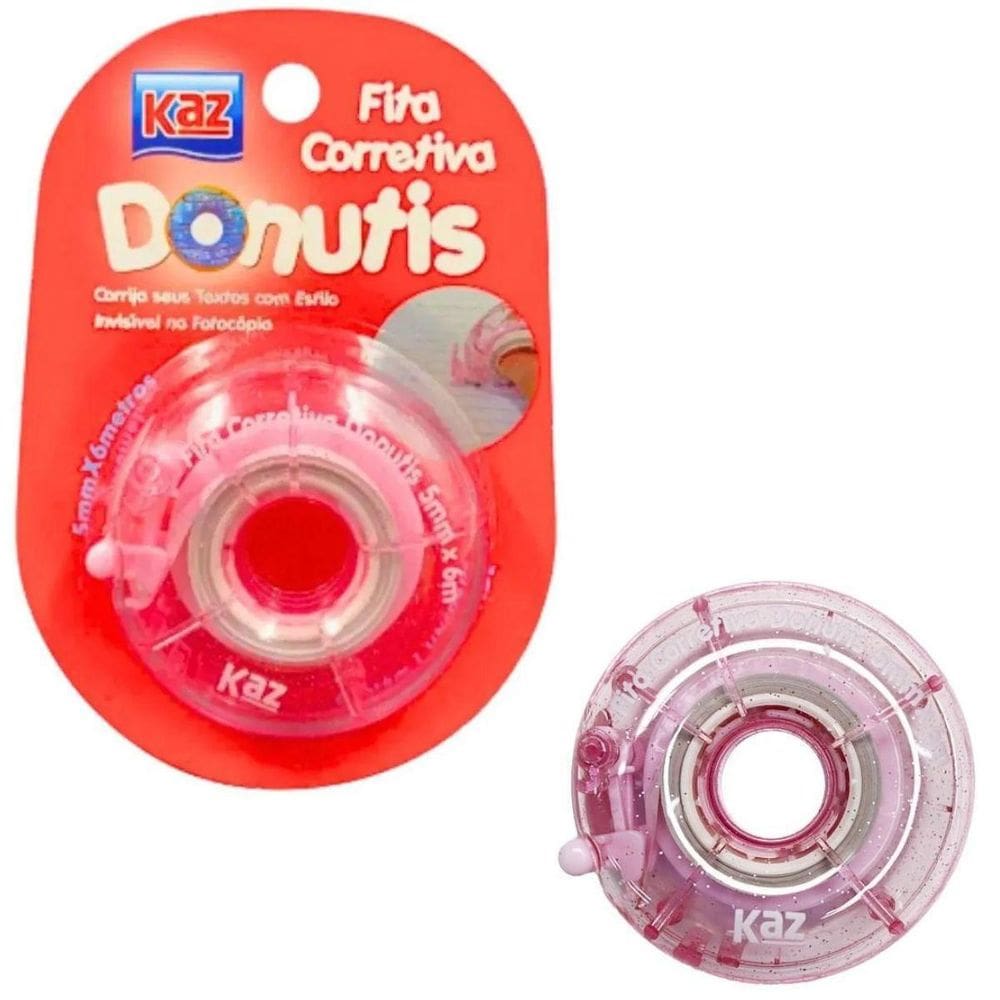 Corretivo Roller Donutis - 5Mmx6M - Rosa - Kz823Rs - Kaz