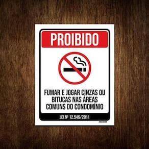 Placa De Sinalização - Proibido Fumar No Condomínio 36X46