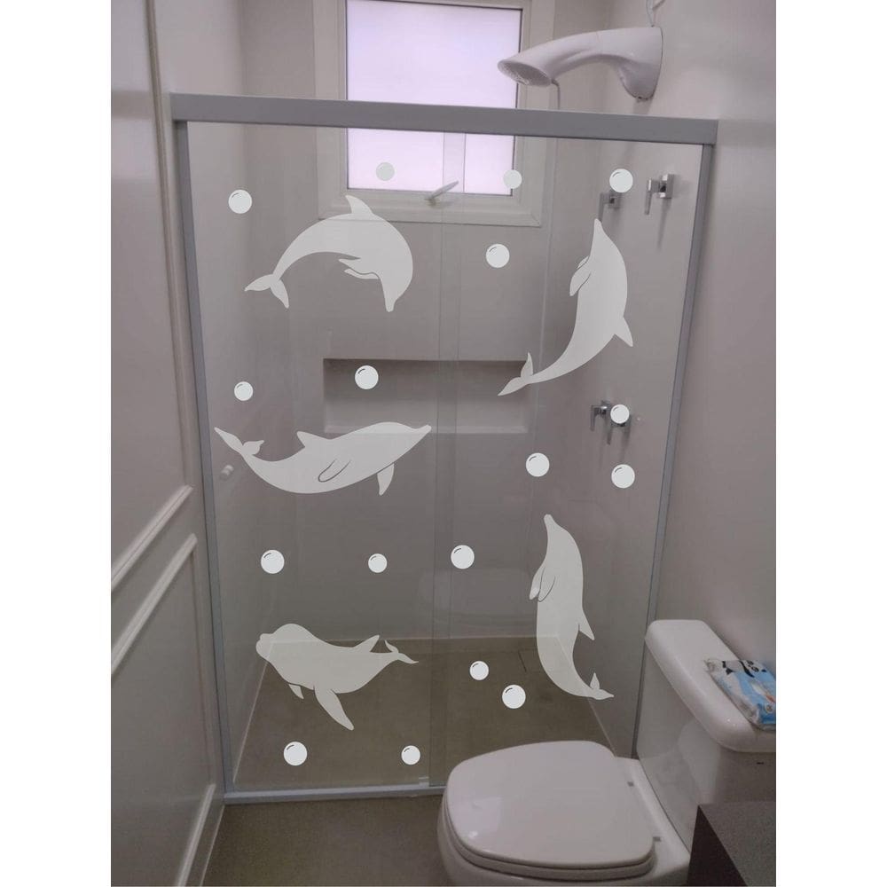 Adesivo Para Box De Banheiro Golfinhos Jateados