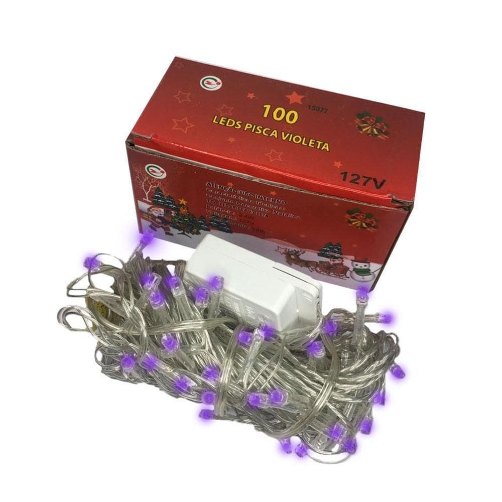Luzes Pisca Pisca 100 Leds Violeta 127V 10 Metros Natal