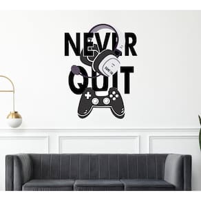 Adesivo Parede Gamer Decoração Games Never Quit