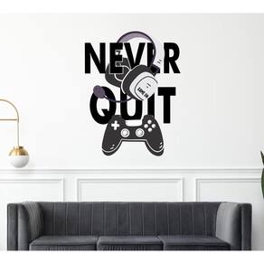 Adesivo Parede Gamer Decoração Games Never Quit