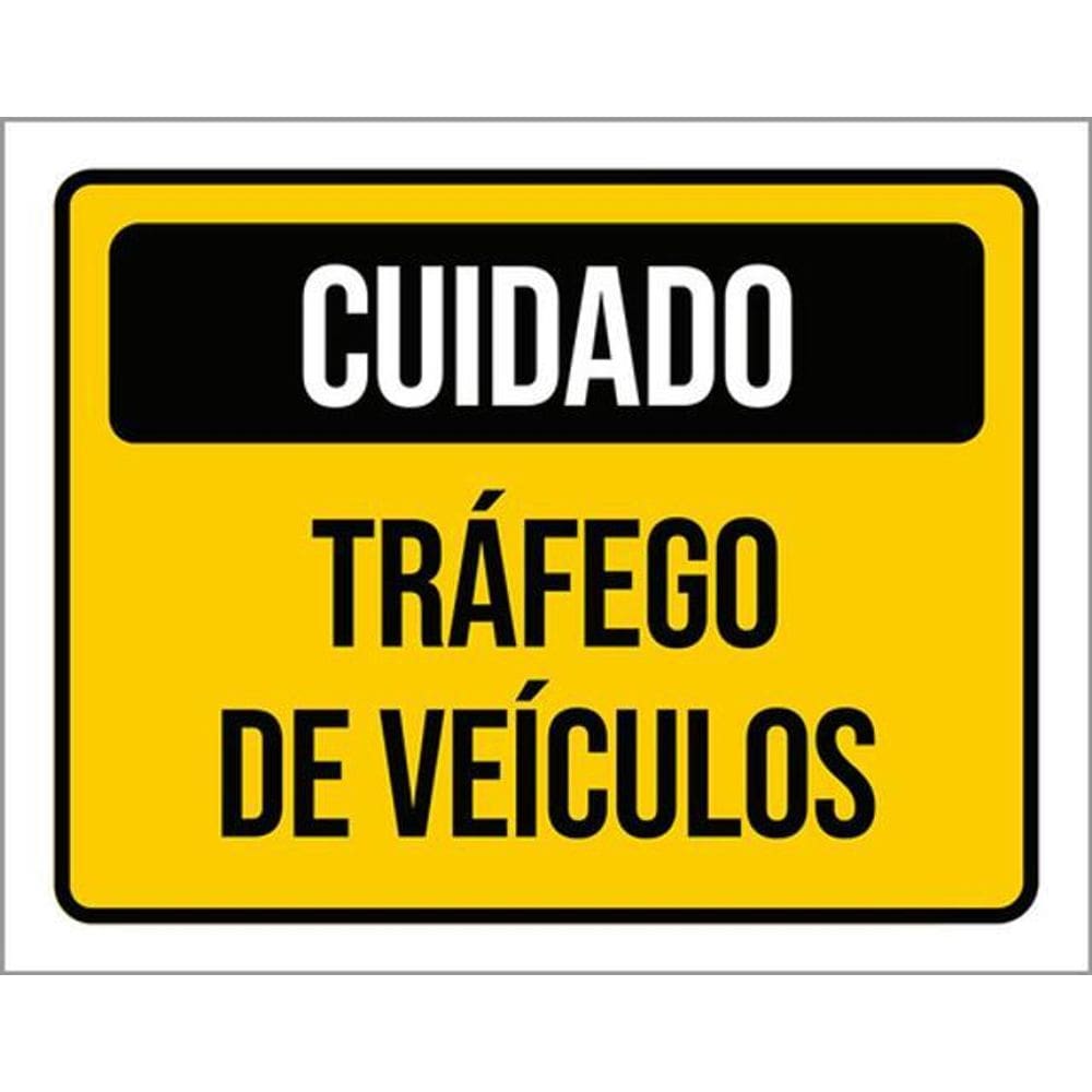 Kit 3 Placas Cuidado Tráfego De Veículos