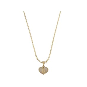 Colar Cartier 50Cm Coração Branco Letra D Banhado Ouro 18K