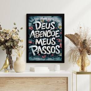 Quadro Decorativo Deus Abençoe Meus Passos 45X34Cm - Vidro