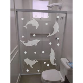 Adesivo Para Box De Banheiro Golfinhos Jateados