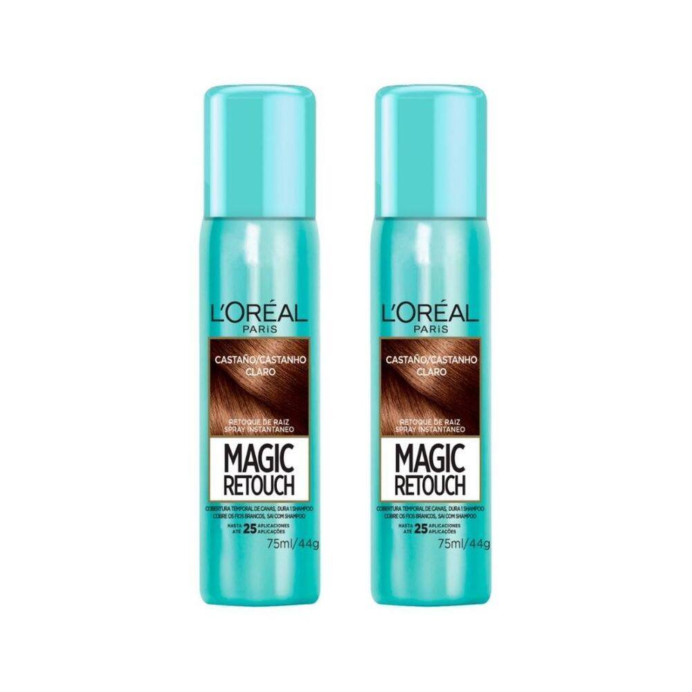 Coloraçao Loreal Magic Retouch 75Ml Spray Castanho Claro-2Un