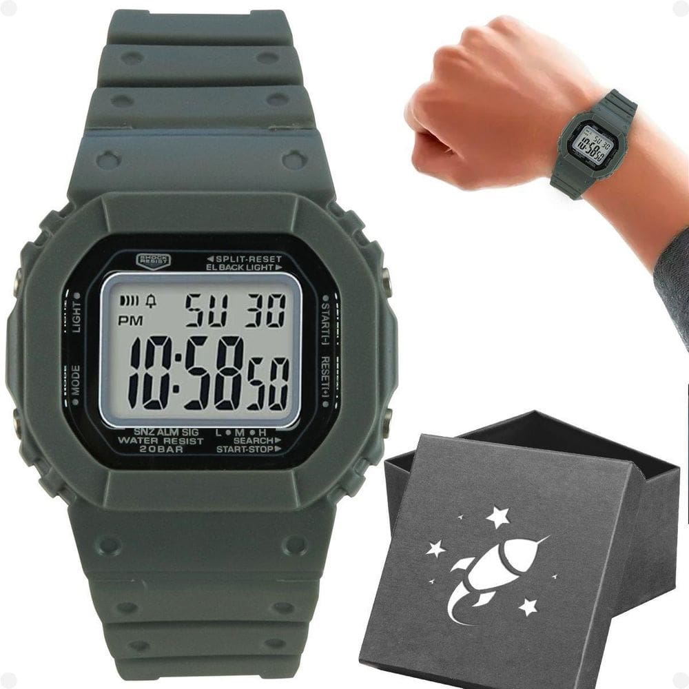 Relógio Infantil Quadrado Digital Pulseira Silicone