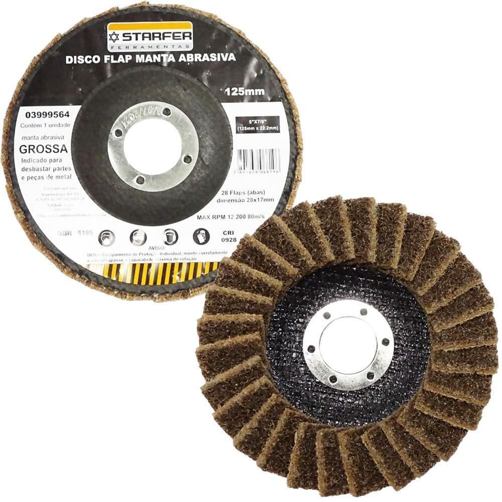 Disco Flap Com Manta 5 Grossa Amarela Desbaste - Starfer