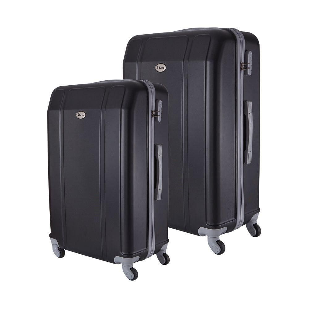 Conjunto de Mala de Viagem Abs Ika Continental Cadeado Embutido Rodas Giro 360º 2 Peças P/m Preta