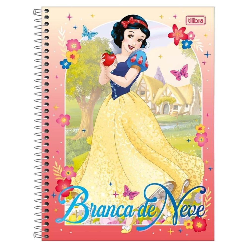 Caderno Princesas Disney Capa Dura Espiral 1 Matéria Escolar