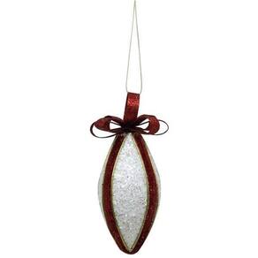 Enfeite De Natal Oval Branco Arvore/Mesa/Porta Grande 11Cm