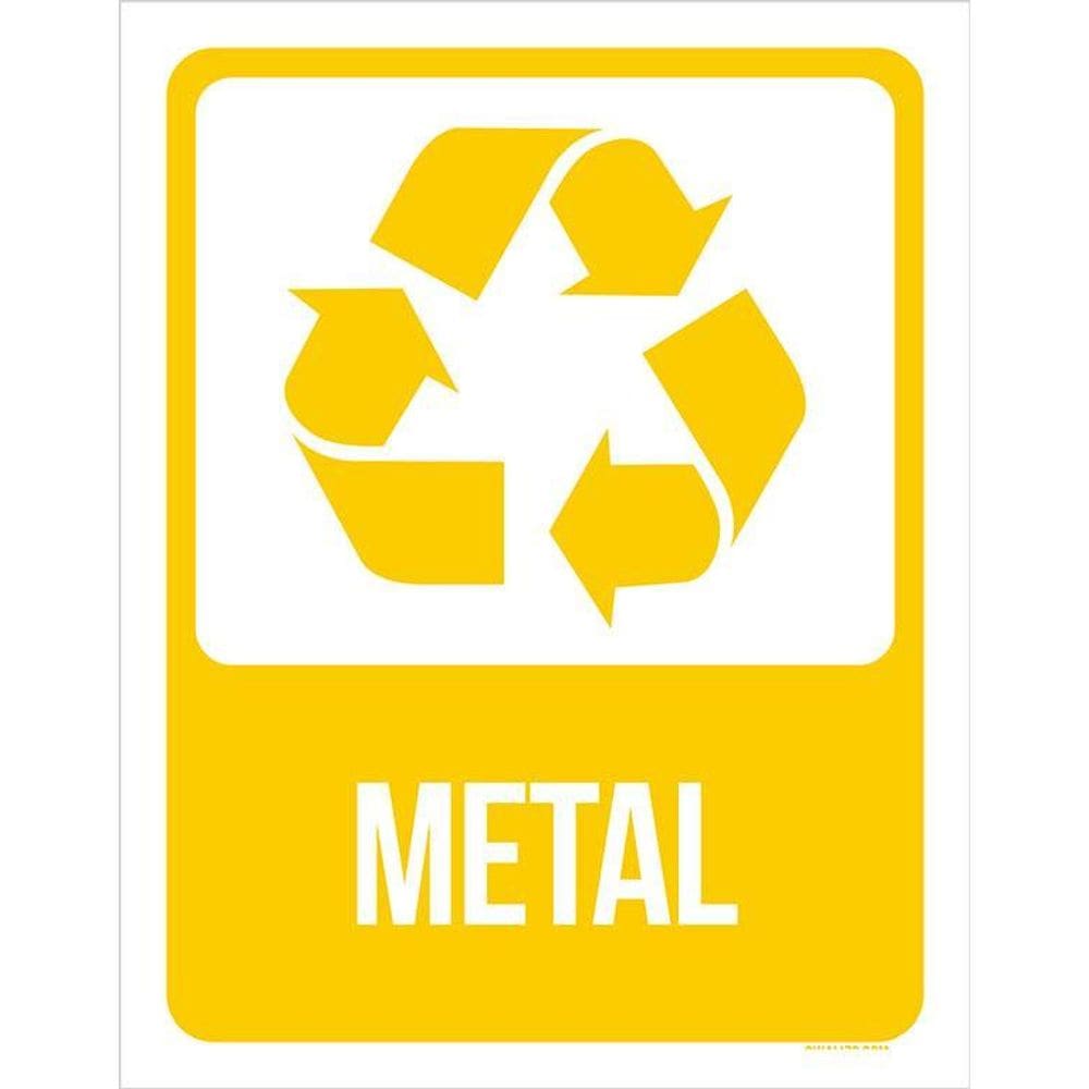 Placa De Sinalização Advertência - Lixo Metal  36X46