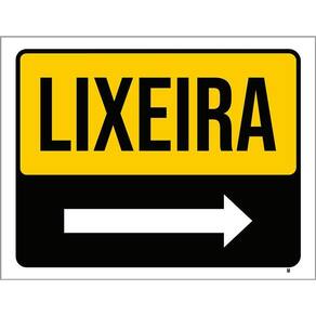 Placa De Sinalização Lixeira Seta Para Direita 36X46