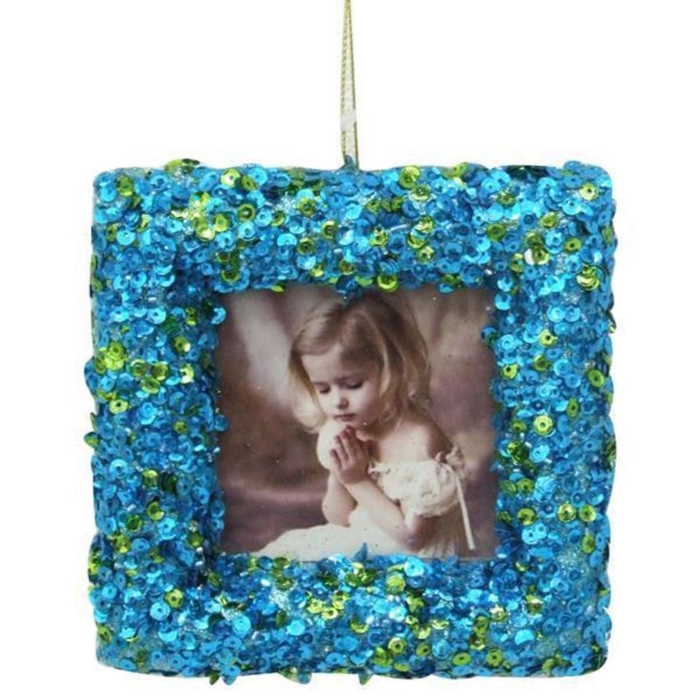 Enfeite De Natal Para Porta Azul E Verde Pequeno 07Cm