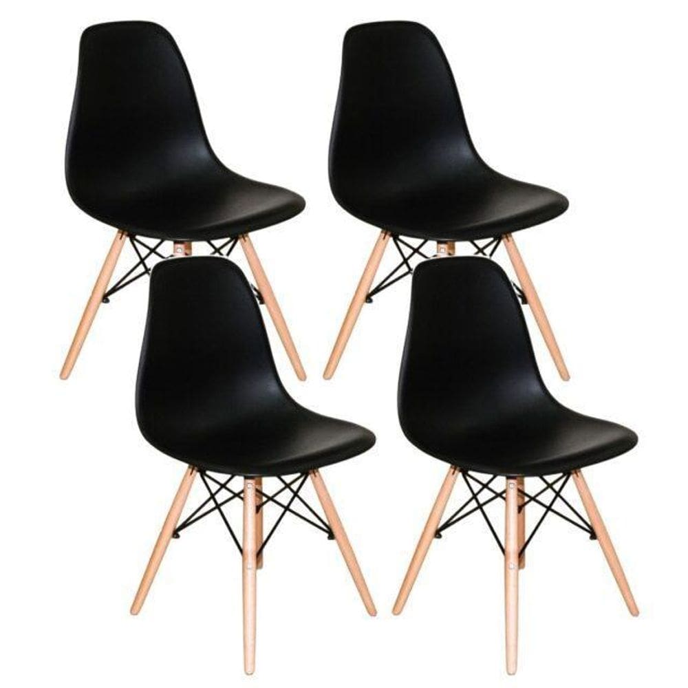 Kit - 4 X Cadeiras Eames Dsw - Madeira