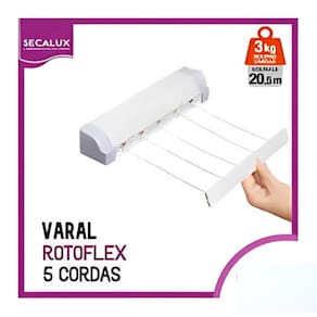 Varal Retratil Parede Automatico Com 5 Cordas Secalux