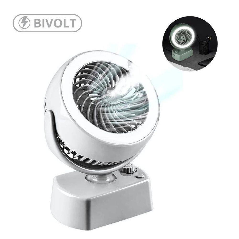 Ventilador Bivolt Portátil Umidificador Luz Led E Ajuste 90º