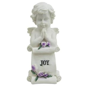 Anjo De Resina Branco Decorativo Para Casa De 21Cm