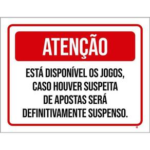 Placa Atenção Disponível Jogos Proibido Apostas 36X46