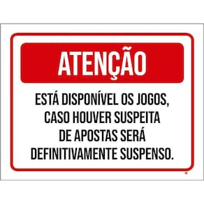 Placa Atenção Disponível Jogos Proibido Apostas 36X46