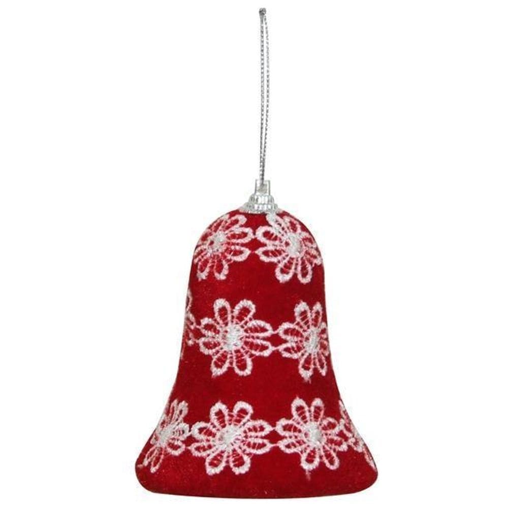 Enfeite De Natal Sino Vermelho/Branco Arvore Natalina 10Cm