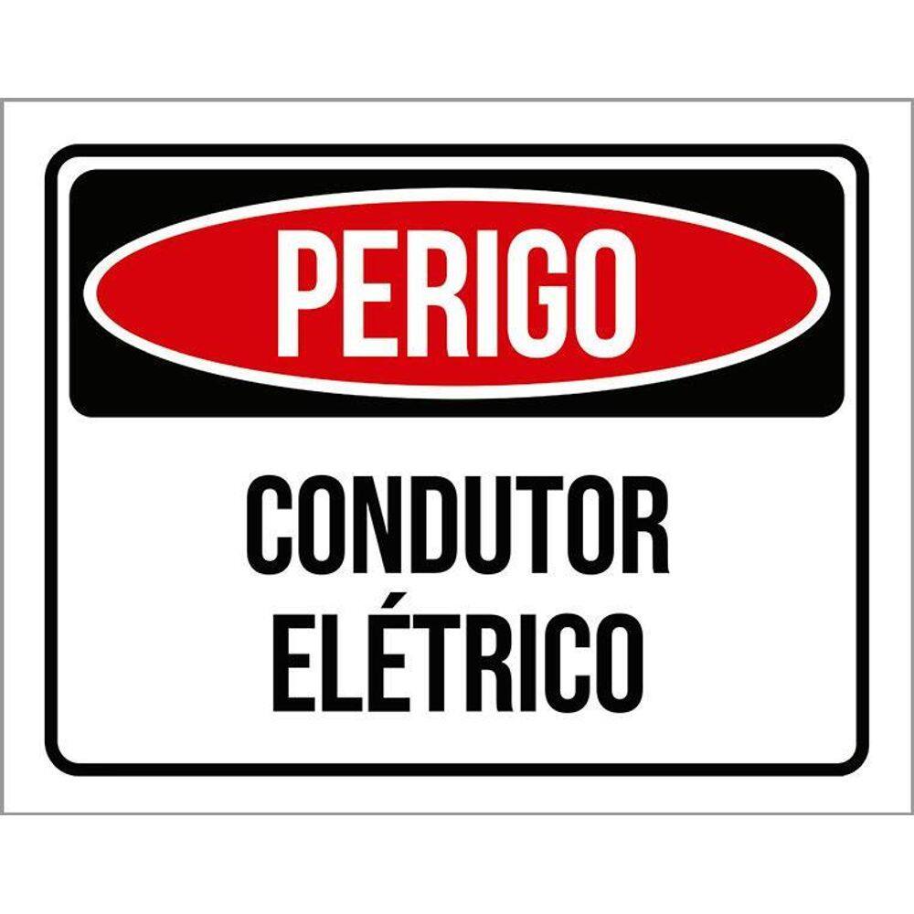 Placa Sinalização - Perigo Condutor Elétrico 36X46