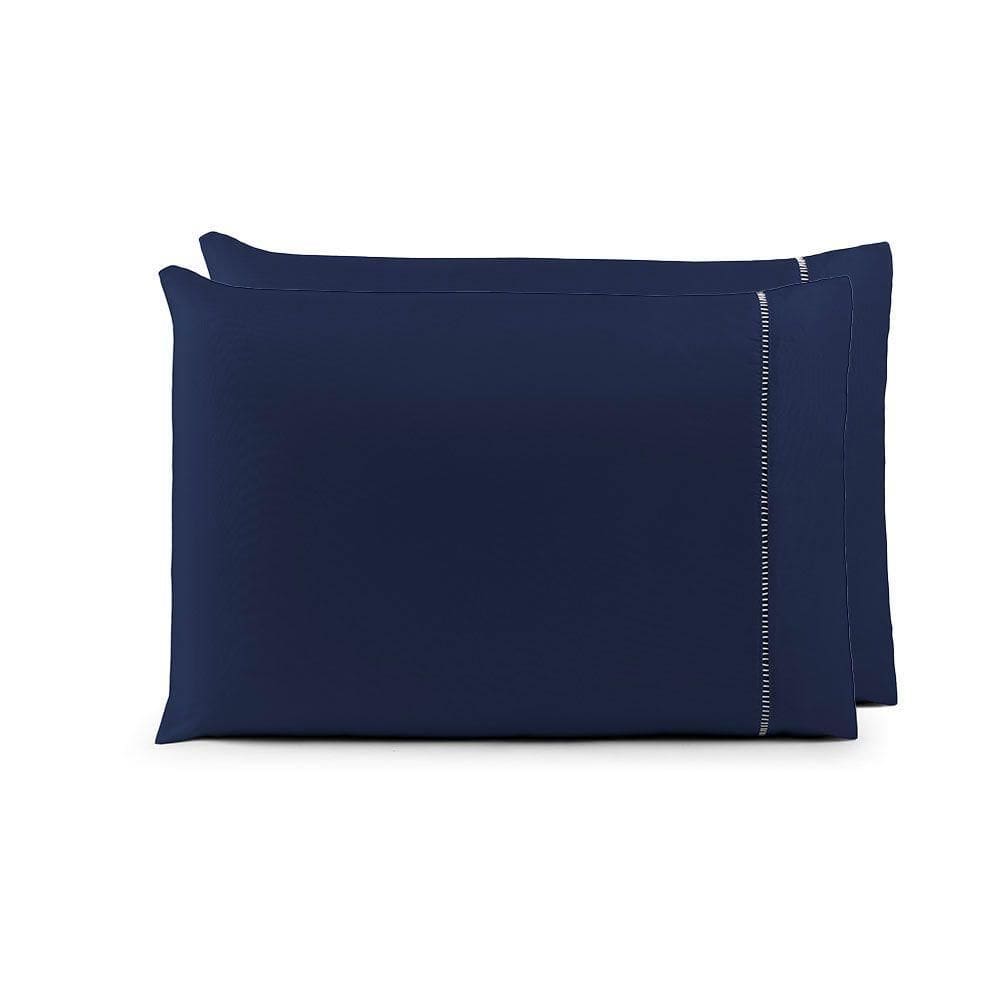 Par De Fronhas 70cm X 50cm 2 Peças Laura 100% Poliéster Toque Percal 200 Fios Cor:azulmarinho