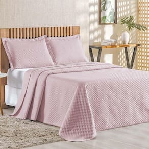 Cobre Leito Queen Bouti Mavie Geométrico 180 Fios 3 Peças - Rose