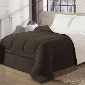 Coberdrom Cobertor Queen 1 Peça Maya Manta Soft E Sherpa De Carneiro 100% Poliéster Cor:tabaco