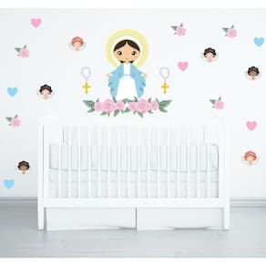 Adesivo De Parede Nossa Senhora Das Graças E Anjinhos