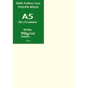 Papel Polen A5 Bold 90G Liso 100 Folhas 21X14,8Cm A5