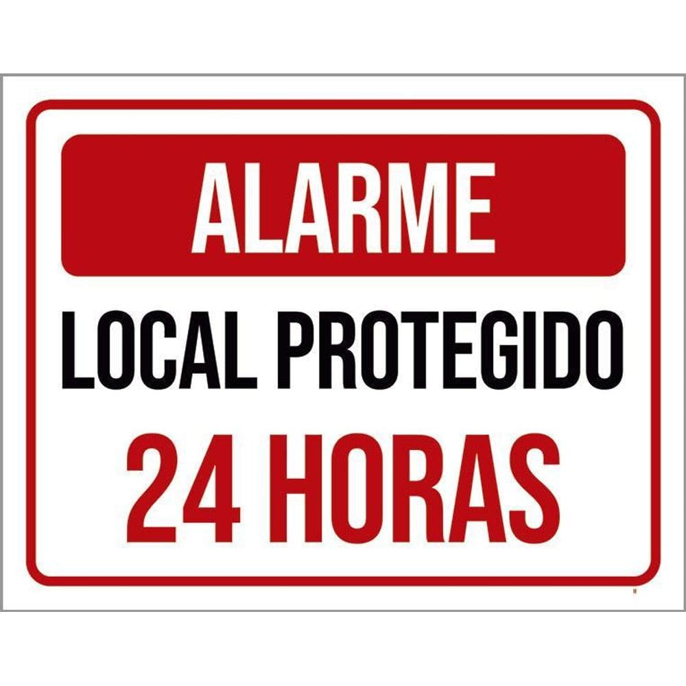 Kit 3 Placas Atenção Alarme Local Protegido 24 Horas
