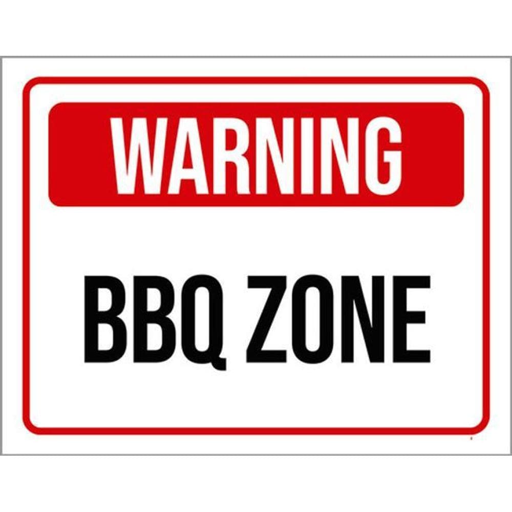 Kit 3 Placas Warning Bbq Zone