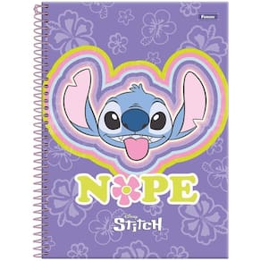 Caderno Stitch Universitário 10 Matérias Espiral Escolar