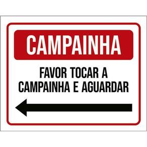 Kit 3 Placas Campainha Favor Tocar Aguardar Seta Esquerda