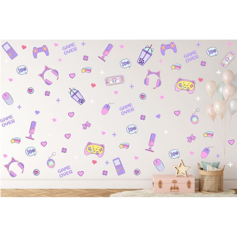 Adesivo Parede Gamer Meninas Games Rosa