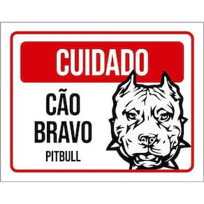Placa Cuidado Cão Cachorro Bravo Pitbull 36X46