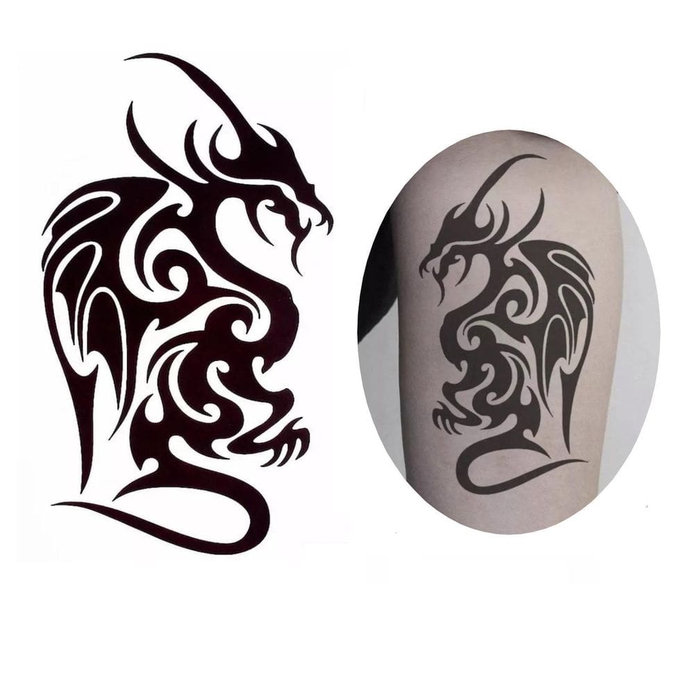 Tatuagem Temporária Tribal Dragão Inferno Anjo Mal