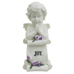 Anjo De Resina Branco Decorativo Para Casa De 21Cm