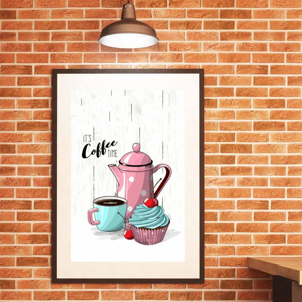 Quadro Café Com Cupcake- 60X48Cm