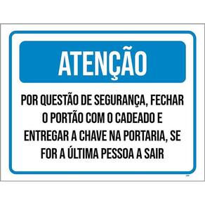 Placa Sinalização - Atenção Fechar Portão Com Cadeado 36X46