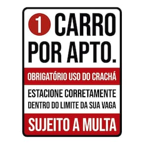 Placa Condominio Garagem 1 Carro Por Apartamento 36X46