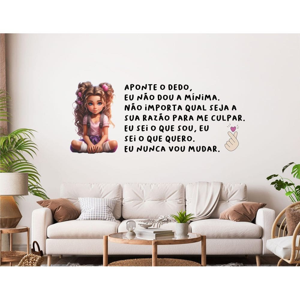 Adesivo De Parede K-Pop - Garota E Frase Bts Adesivos Teen