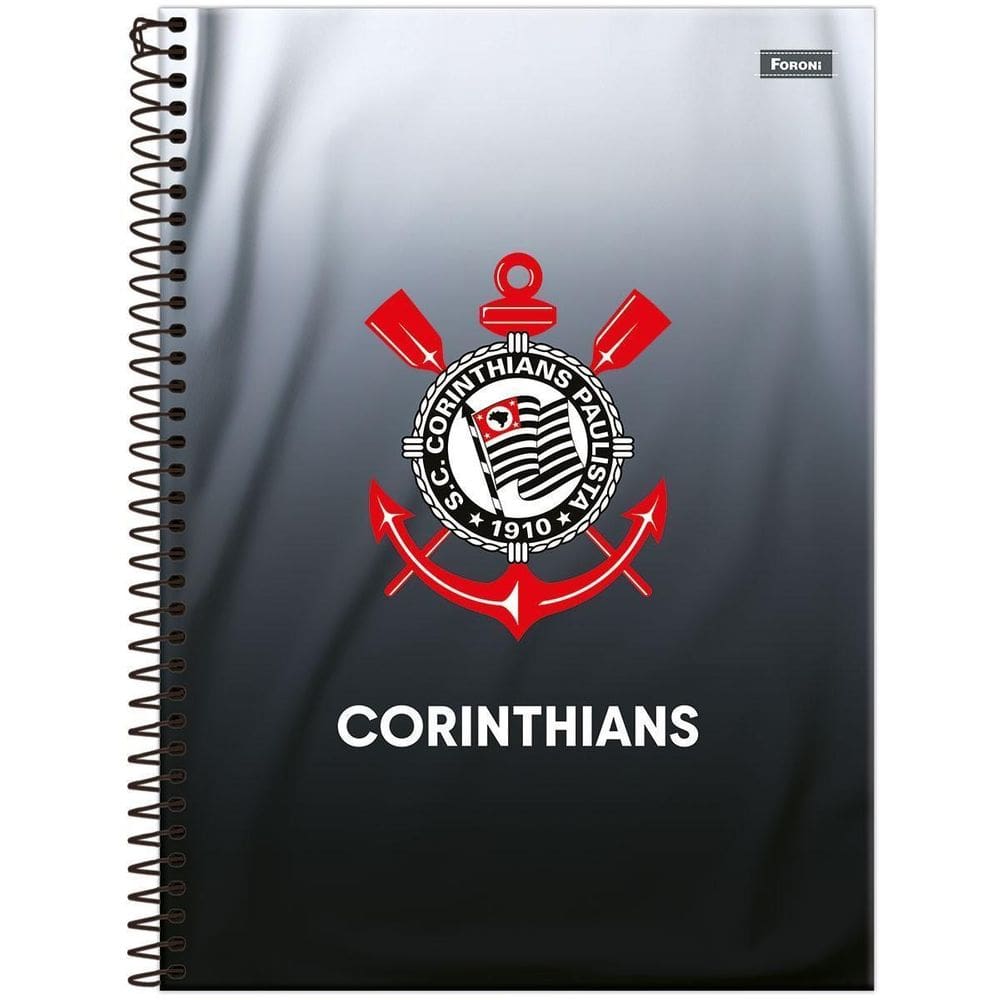 Caderno Corinthians Capa Dura Espiral 1 Matéria 80F Escolar