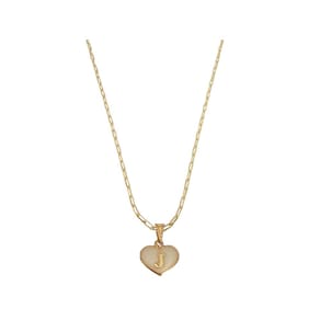 Colar Cartier 50Cm Coração Branco Letra J Banhado Ouro 18K