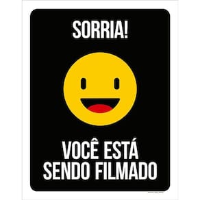 Placa Sinalização Sorria Você Está Sendo Filmado 36X46