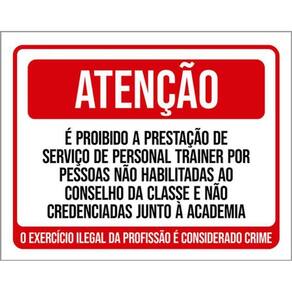 Kit 3 Placas Proibido Prestação Serviço Personal Trainer